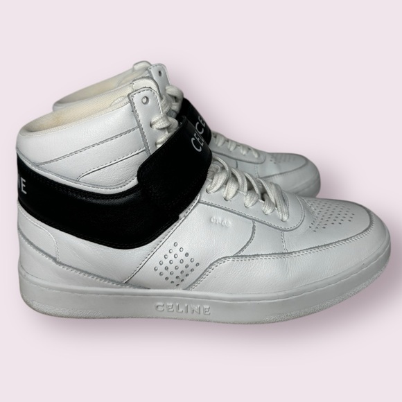 Celine White and Black High-Top Sneakers - Picture 1 of 11
